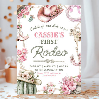 Cowgirl Wild West 1st Rodeo Ranch Birthday Party Einladung