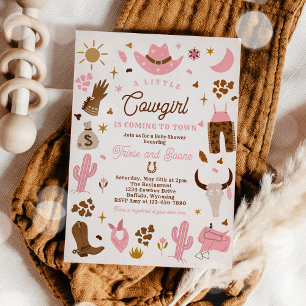 Cowgirl Wild West Rodeo Ranch Baby Dusche Einladung