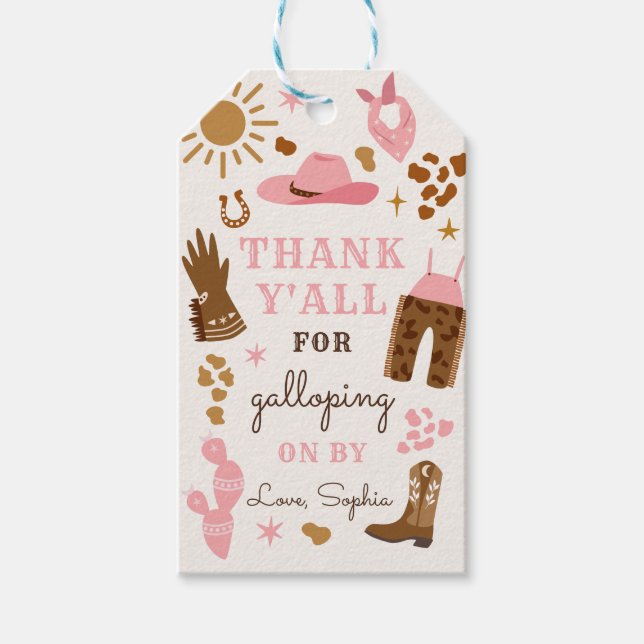 Cowgirl Wild West Rodeo Ranch Birthday Party Gefal Geschenkanhänger (Vorderseite)