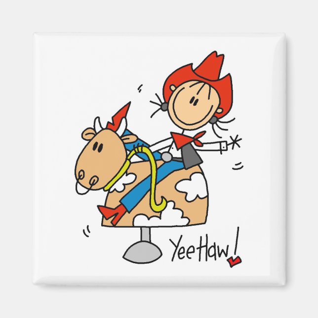 Cowgirl Yee Haw Tshirts und Geschenke Magnet (Vorne)