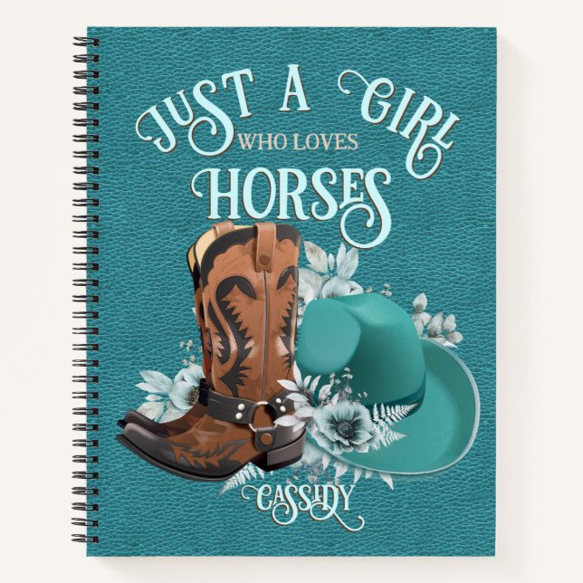 Cowgirl zitiert türkisfarbene Lederschuhe Notizbuch (Vorderseite)