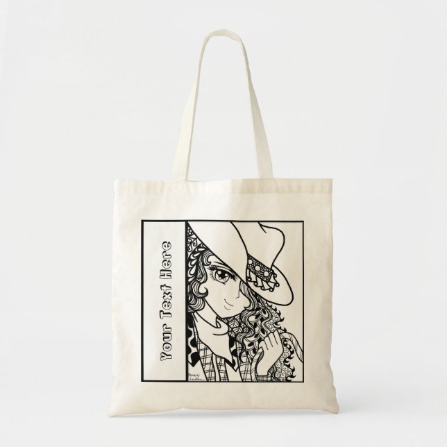 CowgirlAnime Zendoodle Farbton-Taschentasche Tragetasche (Vorne)