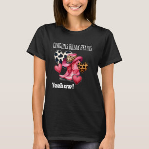 Cowgirls-Brechen-Herzen-Shirt, Rosa Schwarz und We T-Shirt