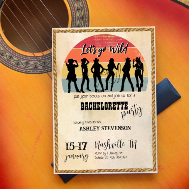 Cowgirls lasse Mädchen Vintag rustikales Wochenend Einladung (Von Creator hochgeladen)