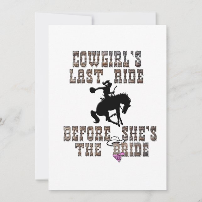 Cowgirl's letzte Reise, bevor sie die Braut ist Einladung (Vorderseite)