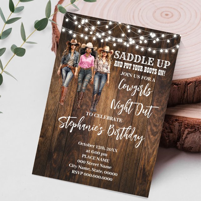 Cowgirls nächteln Western Land Geburtstag Einladung (Von Creator hochgeladen)