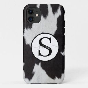 Cowhid Schwarz-weiß Monogramm Case-Mate iPhone Hülle