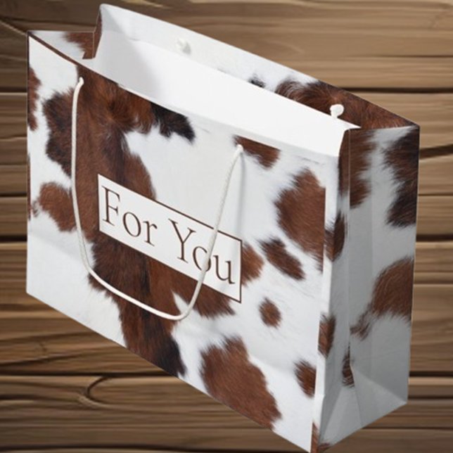 Cowhide Brown White Large Gift Bag Große Geschenktüte (Gift with love using our Cowhide Brown White Large Gift Bag from Love Cows. )