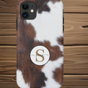 Cowhide Brown White Monogram Case-Mate iPhone C Case-Mate iPhone Hülle
