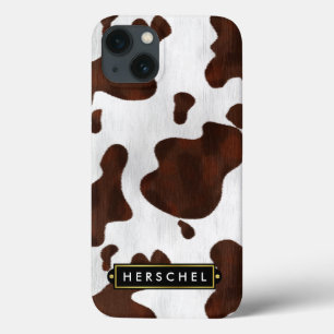 Cowhide Imitat Western Leather Gepunktet Personali iPhone 13 Hülle