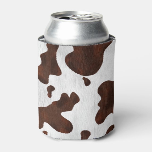 Cowhide Imitate Haare Western Leder Gepunktetes Mu Dosenkühler (Kanne Vorderseite)
