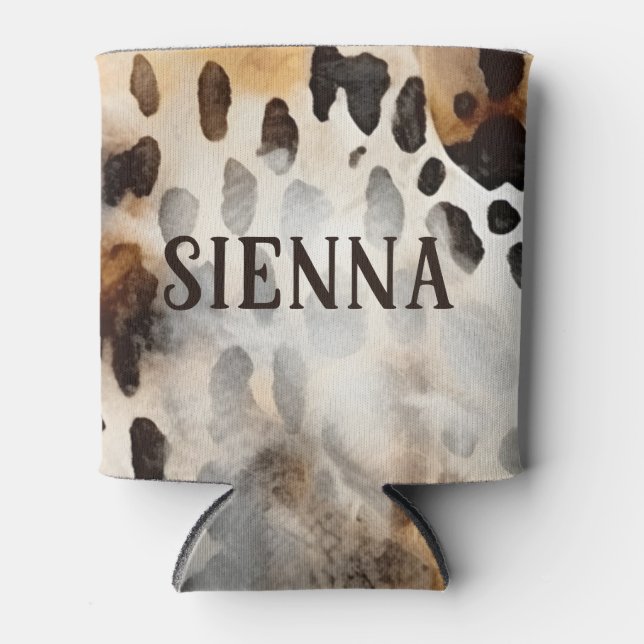 Cowhide Leopard Print Animal Skin Abstrakt Art Dosenkühler (Vorderseite)