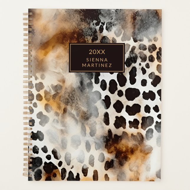 Cowhide Leopard Print Animal Skin Abstrakt Art Planer (Vorderseite)
