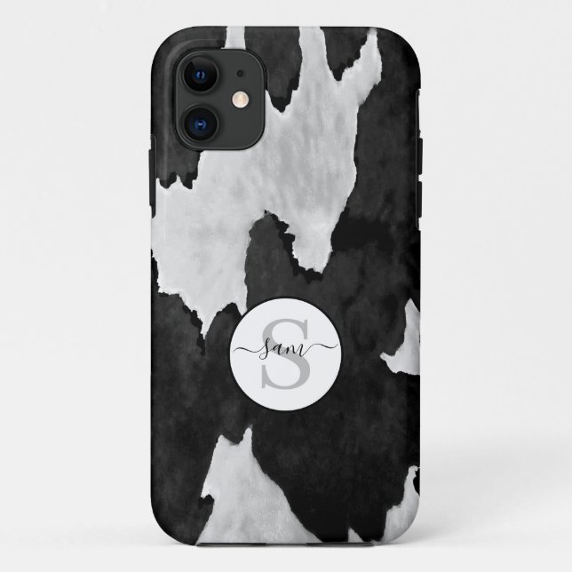 Cowhide Schwarz-weiß Monogram Case-Mate iPhone Case-Mate iPhone Hülle (Rückseite)