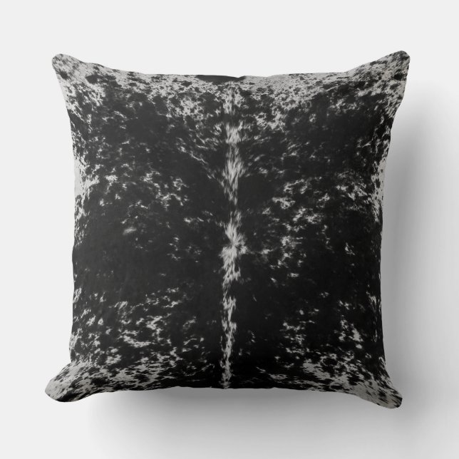 Cowhide Schwarz-Weiß-Muster Druckkissen Kissen (Vorderseite)