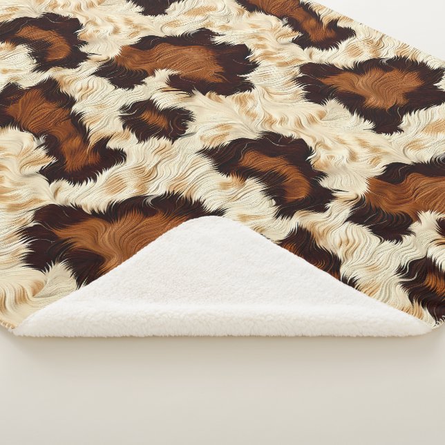 Cowhide Sherpa Fleece Blanket Sherpadecke (3/4)