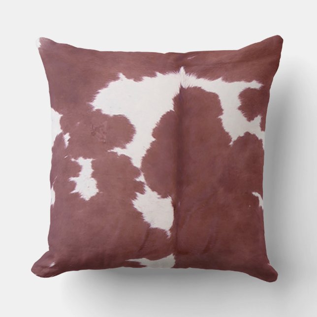 Cowhide Tan und weißes Muster Druckkissen Kissen (Vorderseite)