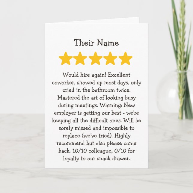 Coworker leaving 5 star review karte (Vorderseite)