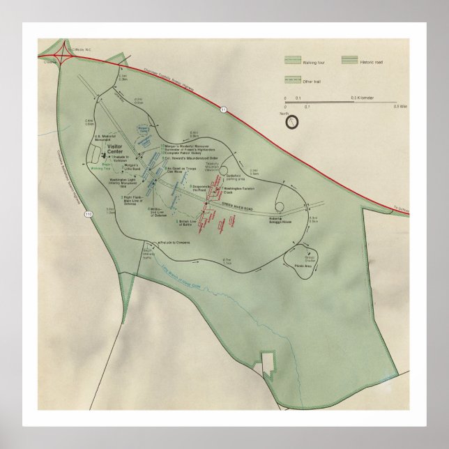 Cowpens National Battlefield Map (1990) Poster (Vorne)