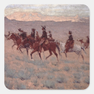 Cowpunchers (w/c auf Papier) Quadratischer Aufkleber