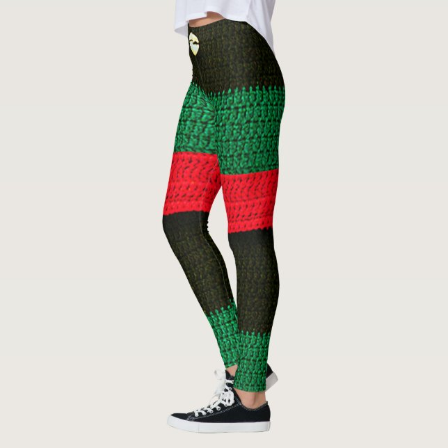 Cowrie Muschel Red Black Green Crochet Print Leggings (Links)