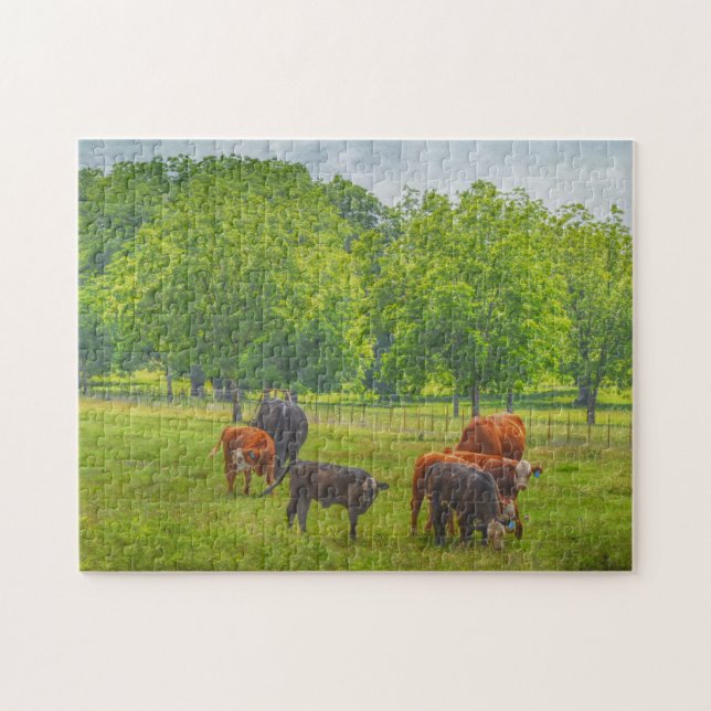 Cows Cattle Art Texas Farm Pasteur Puzzle (Horizontal)