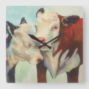 Cows In Love Quadratische Wanduhr