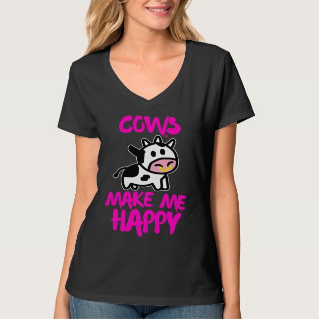 Cows make me happy   Farmer cow T-Shirt (Vorderseite)