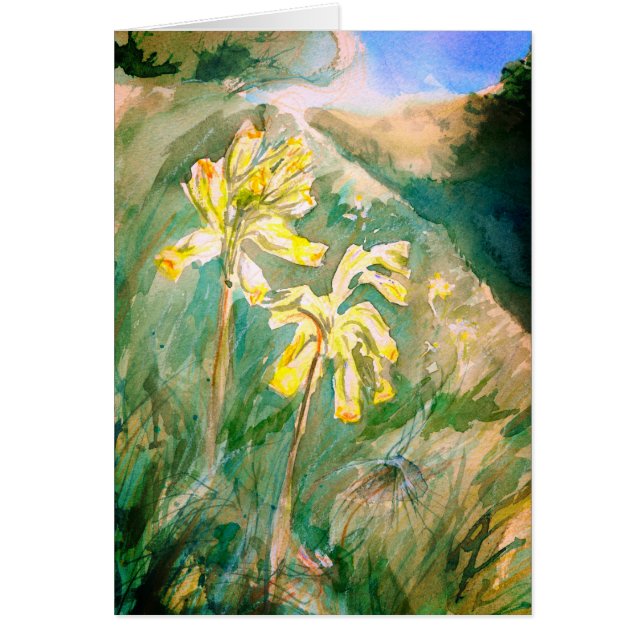 Cowslips Primula veris sur une carte bancaire herb (Devant)