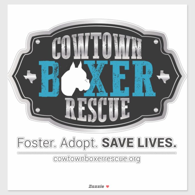 Cowtown Boxer Rescue Vinyl Sticker (groß) (Blatt)