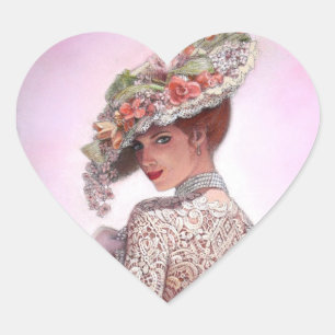Coy Viktorianisch Lady "Betty Lu" Herz-Aufkleber