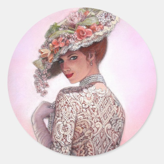 Coy Viktorianisch Lady "Betty Lu" Runder Aufkleber (Vorderseite)