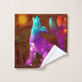 Coyote Abstrakt Art Saguaro Cactus Desert Brown Waschlappen