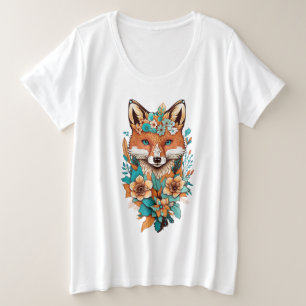 Coyote in Fower Große Größe T-Shirt