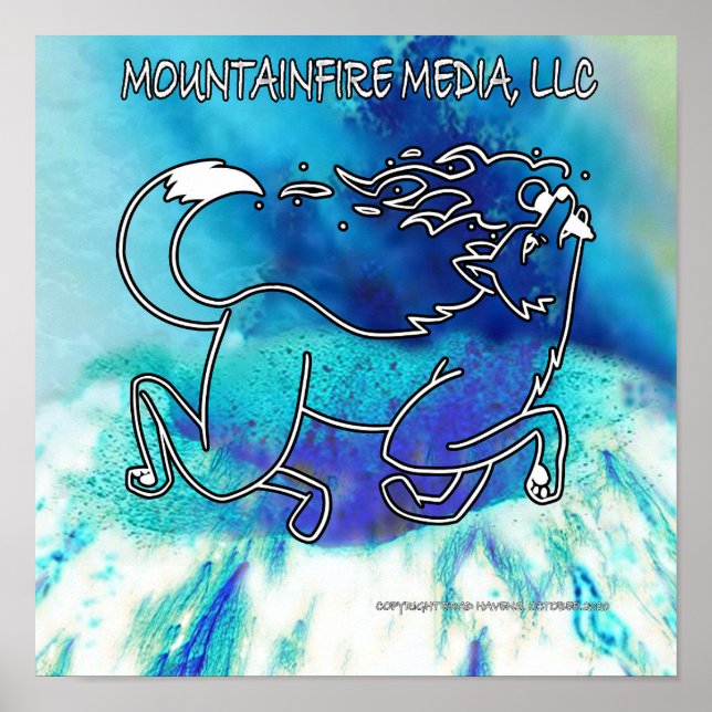 Coyote Leaping über den Blauen Vulkan Poster (Vorne)