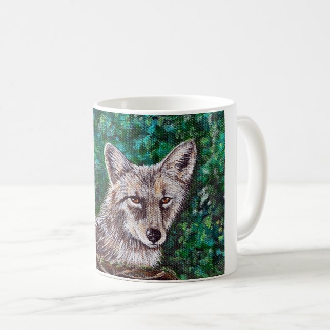 Coyote-Malerei im Hinterhof Kaffeetasse (VorderseiteRechts)