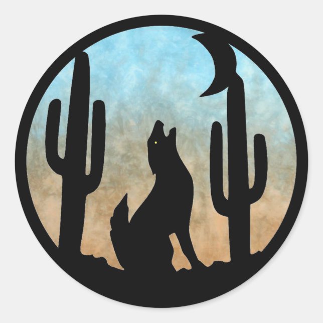 Coyote Moon Runder Aufkleber (Vorderseite)