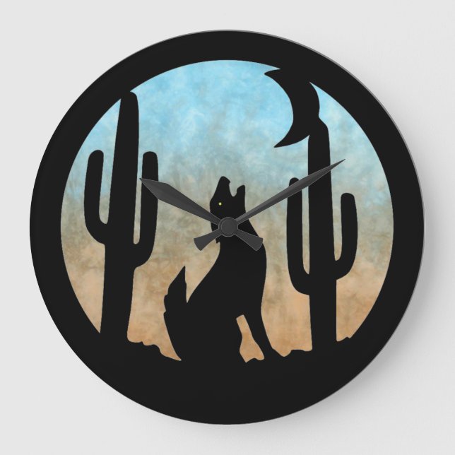 Coyote Moon Wall Clock Große Wanduhr (Vorderseite)