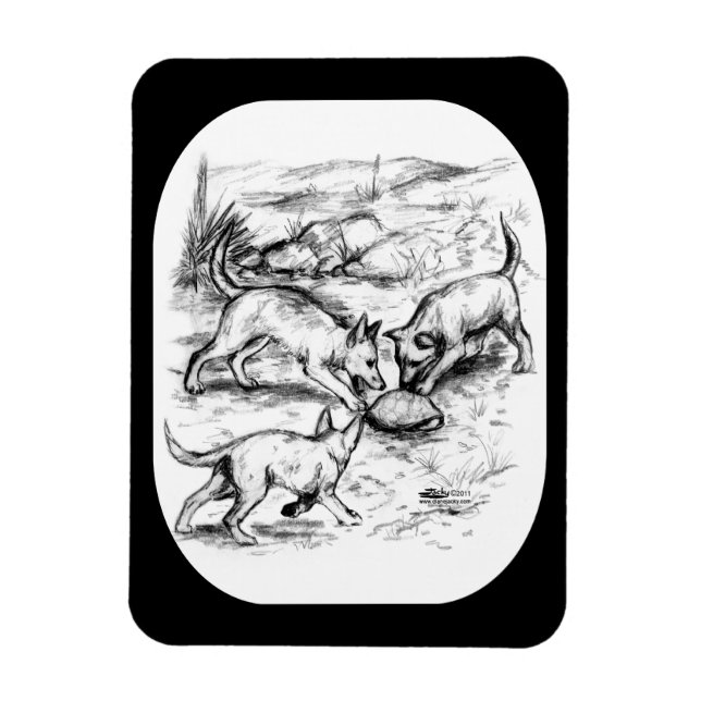 Coyote Pups Magnet (Vertikal)