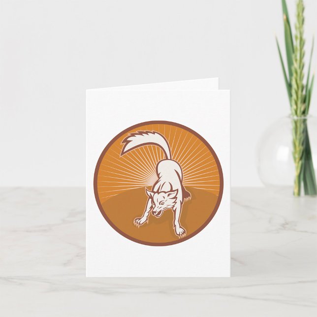 Coyote Retro Sunset Vintag Wilderness Karte (Von Creator hochgeladen)