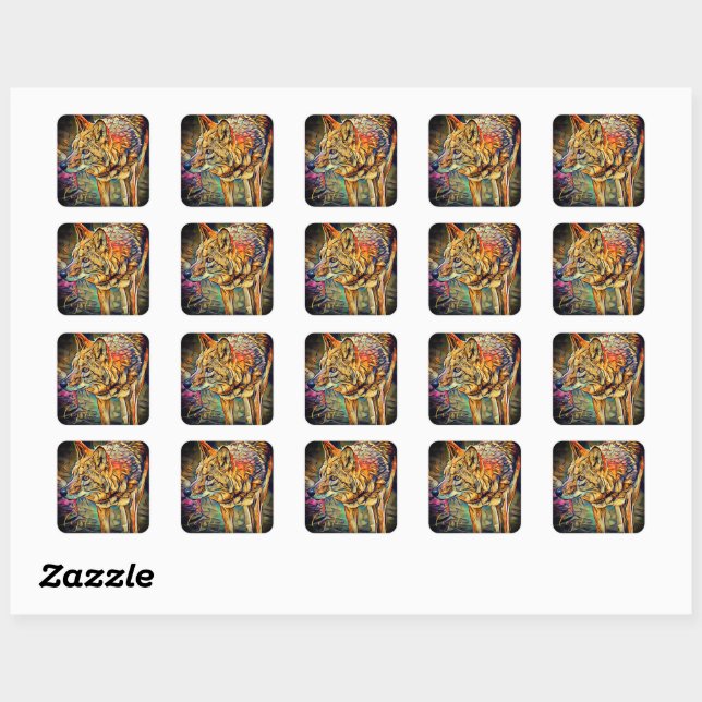 Coyote [Square Seal] Quadratischer Aufkleber (Blatt)