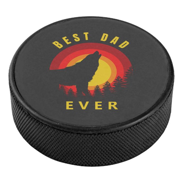 Coyote Wolf Sunrise "Bester Vater je" Eishockey Puck (3/4)