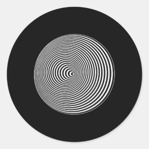 Cozentrierte Schwarz-weiße Kreise Optische Illusio Runder Aufkleber
