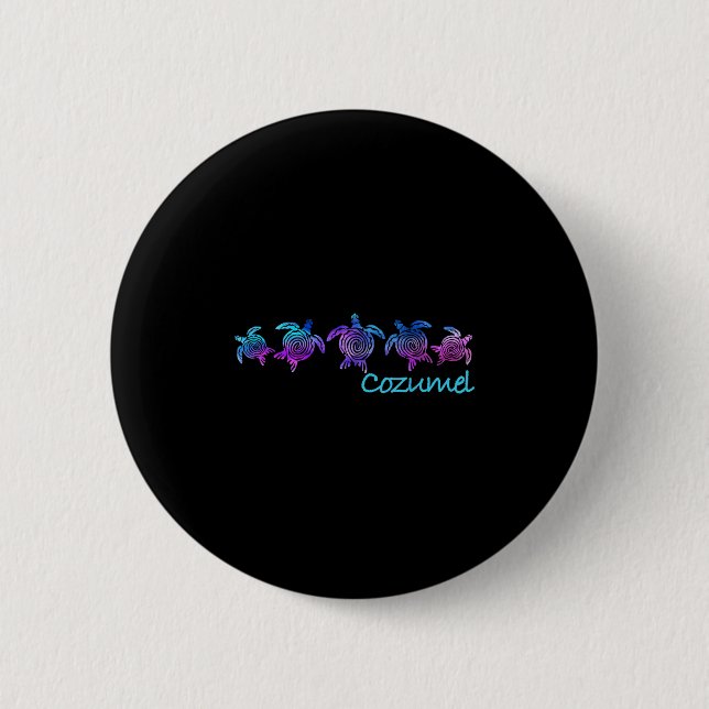 Cozumel Beach Design _ Tribal Turtle Gift Button (Vorderseite)