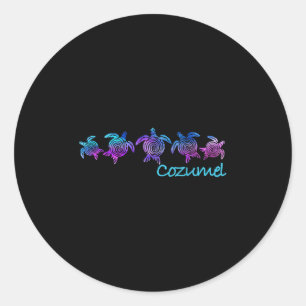 Cozumel Beach Design _ Tribal Turtle Gift Runder Aufkleber