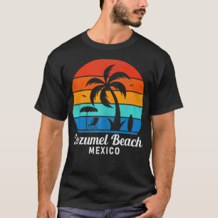 Cozumel Beach Mexico Palm Tree Vintag Sunset Summ T-Shirt