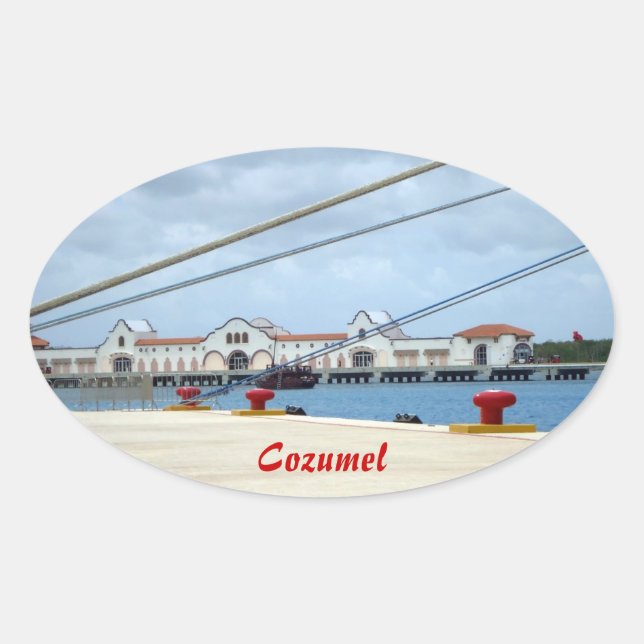 Cozumel Dockside Ovaler Aufkleber (Vorderseite)