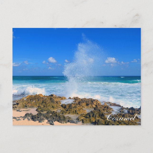 Cozumel Mexico Beach Wave Splash Wasser Spread Aqu Postkarte (Vorderseite)