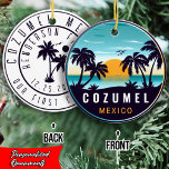 Cozumel Mexico Palm Tree Vintage Travel Souvenir Keramik Ornament<br><div class="desc">Cozumel Mexico Vintag 60er Souvenirs. Cozumel Beach Mexico - Retro Tropical Palm Tree 60er Souvenirs Vintages Design macht ein großartiges Weihnachts- oder Geburtstagsgeschenk für Fans des Cozumel Beach. Das Retro-Sommerdesign ist ein perfektes Geschenk für Reisende und tropische Fans. - " Sie können diese Vorlage anpassen und ändern, indem Sie die...</div>