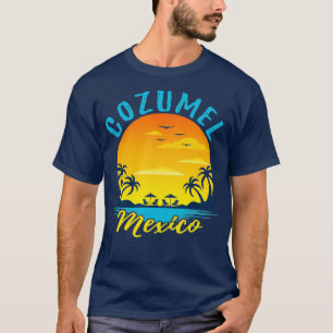 Cozumel Mexico Palm Trees Orange Sunset T-Shirt